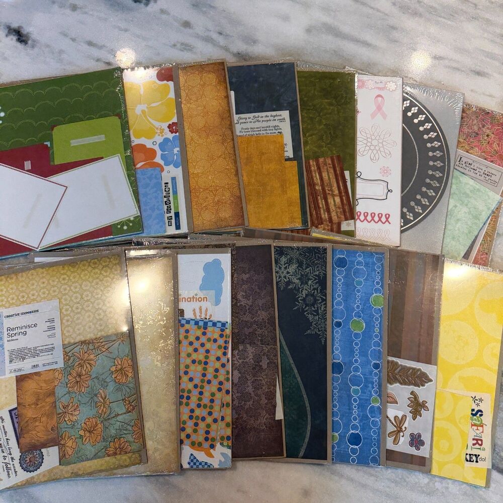 Creative Memories HUGE 16 Pack Lot of 12x12 Additions Paper, Stickers, Mats (2)